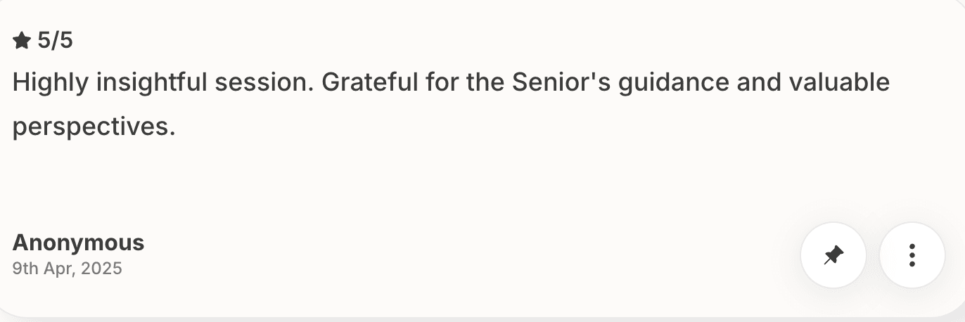 Mentorship testimonial screenshot